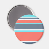 Levende koraal-, blauwe en grijze strepen magneet (Voorkant / Achterkant)