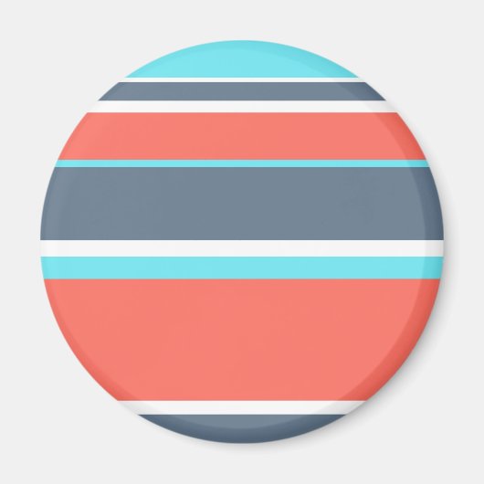 Levende koraal-, blauwe en grijze strepen magneet (Voorkant)