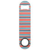 Levende koraal-, blauwe en grijze strepen speed flessenopener (Achterkant)