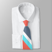 Levende koraal-, blauwe en grijze strepen stropdas (Gebonden)