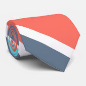 Levende koraal-, blauwe en grijze strepen stropdas (Opgerold)