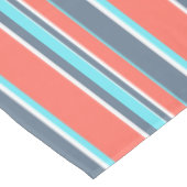 Levende koraal-, blauwe en grijze strepen tafelkleed (Gekanteld)