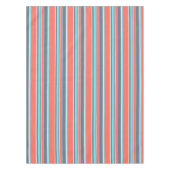 Levende koraal-, blauwe en grijze strepen tafelkleed (Voorkant)