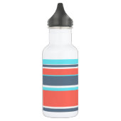 Levende koraal-, blauwe en grijze strepen waterfles  (Links)