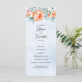 Levende koraal bloemenelegante bruiloft programma' programmakaart (Staand voorkant)
