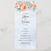 Levende koraal bloemenelegante bruiloft programma' programmakaart (Voorkant)