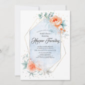 Levende koraal en mosterdblauw Vrijgezellenfeest Kaart (Voorkant)