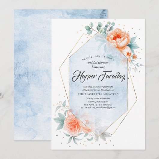 Levende koraal en mosterdblauw Vrijgezellenfeest Kaart (Voorkant / Achterkant)