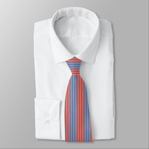 Levende Koraal En Pacific Blue Pinstripe Patroon Stropdas