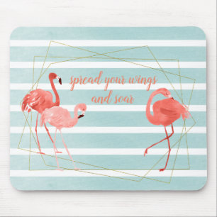 Levende koraal Flamingo Waterverf Gold Geometric Muismat