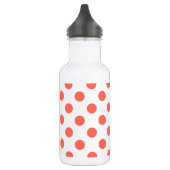 Levende koraal polka stippen op wit waterfles (Links)