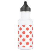 Levende koraal polka stippen op wit waterfles (Rechts)