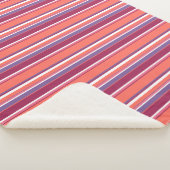 Levende koraal-, rode en violetstrepen sherpa deken (3/4)