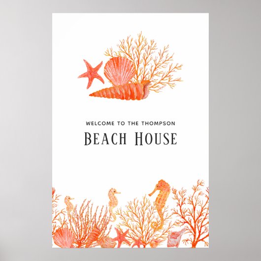 Levende Koraal Strandhuis Poster (Voorkant)