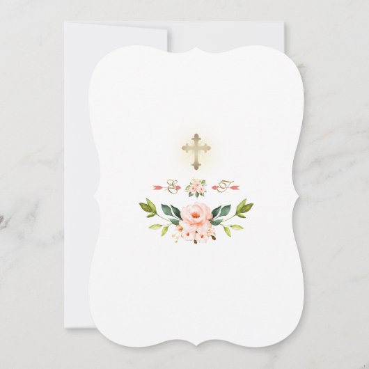 Levende Koraalbloemen Gouden Lijst Heilige Communi Kaart (Achterkant)