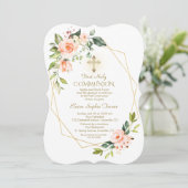 Levende Koraalbloemen Gouden Lijst Heilige Communi Kaart (Staand voorkant)