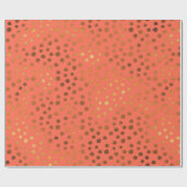 Levende koraalkleur van 2019 Trendy koperen Stippe Cadeaupapier (Vlak)