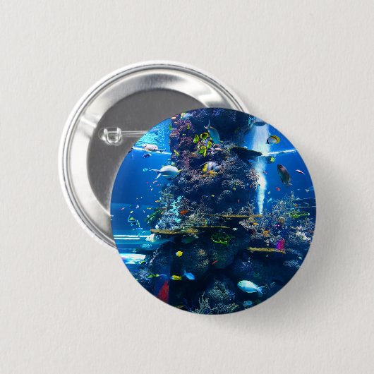 levende koraalrif met vis ronde button 5,7 cm (Voorkant /achterkant)