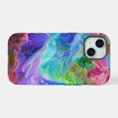 Levende Kristalberg Abstracte iPhone 15 Case (Achterkant horizontaal)