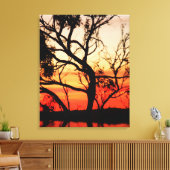 Levende Kunst Zonsondergang Silhouet Verpakt Canva Canvas Afdruk (Insitu (Woonkamer))