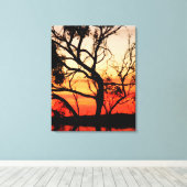 Levende Kunst Zonsondergang Silhouet Verpakt Canva Canvas Afdruk (Insitu (Houten vloer))