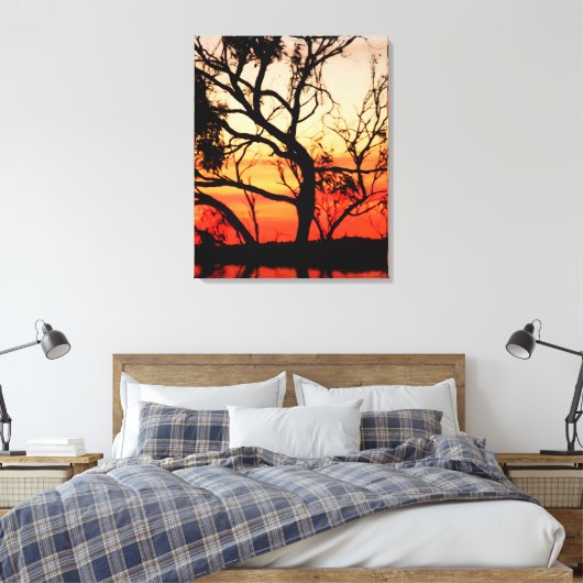 Levende Kunst Zonsondergang Silhouet Verpakt Canva Canvas Afdruk (Insitu (Slaapkamer))