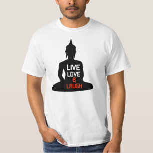 Levende liefde lachen boeddha zwart silhouet t-shirt