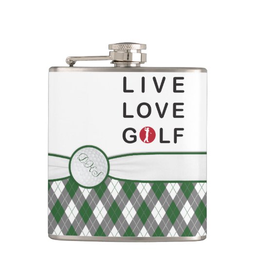Levende liefde voor golf-heupkolf. heupfles (Voorkant)