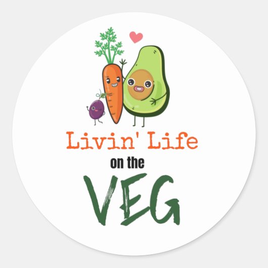 Levende LIfe op de Veg Vegetarian Fun Quote Ronde Sticker (Voorkant)
