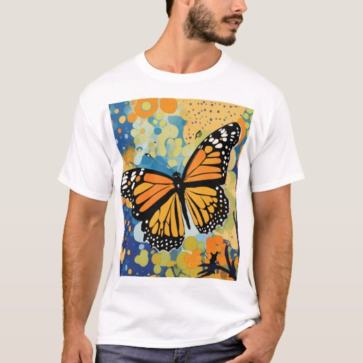 Levende Monarch vlinder Kunst. T-shirt (Voorkant)