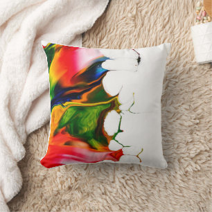 Levende Regenboog Acryl Vloeistof Giet Abstracte W Kussen