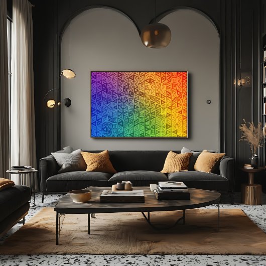 Levende Regenboog Geometrische Driehoek Gradiënt Canvas Afdruk