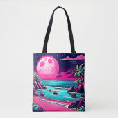 Levende Roze Maanstrand Tote Bag (Voorkant)