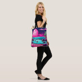 Levende Roze Maanstrand Tote Bag (Op model)