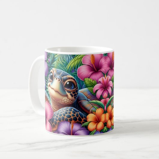 Levende Schildpad Tropisch Koffiemok (Voorkant links)