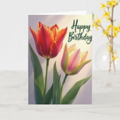 Levende Verjaardagskaart Met Gefranjerde Randen Kaart (Gele Bloem)