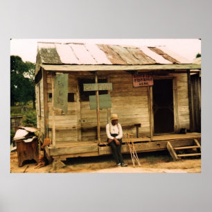 Levende vis te koop aangeboden poster