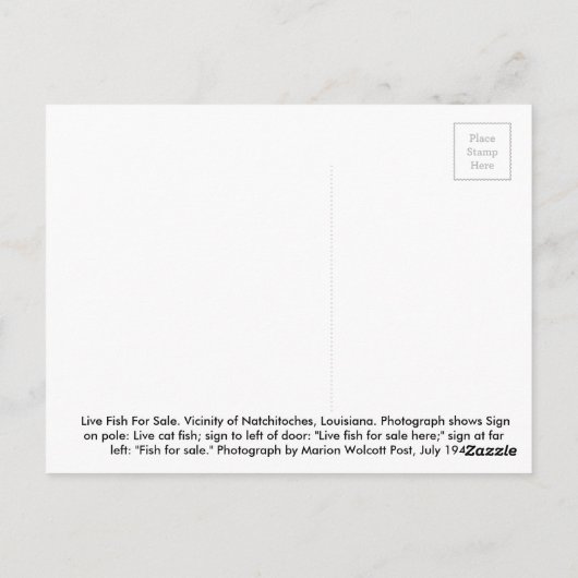 Levende vis voor verkoop briefkaart (Achterkant)