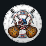 Levende vrije schedel en gitaren dartbord<br><div class="desc">Live Free Skull en Guitars - Dart Board</div>