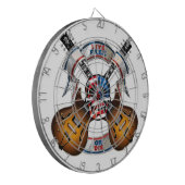 Levende vrije schedel en gitaren dartbord (Voorkant Links)