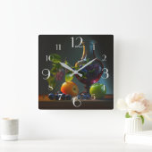 Levende vruchten, wijn en druiven vierkante klok (Huis)