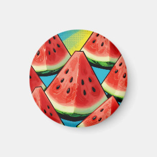 Levende Watermeloen Schijven Pop Art Magneet