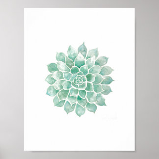 Levende Waterverven: blauw-groen Poster