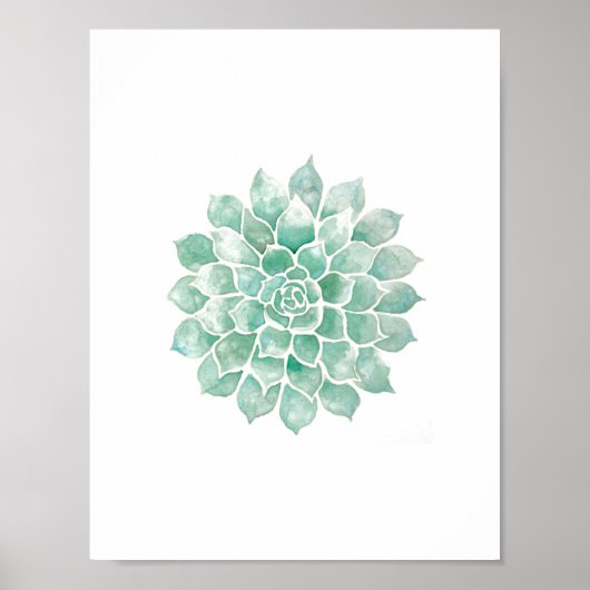 Levende Waterverven: blauw-groen Poster (Voorkant)