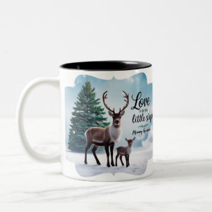 Levende Winterrendieren "Liefde in Elke Kleine Sta Tweekleurige Koffiemok