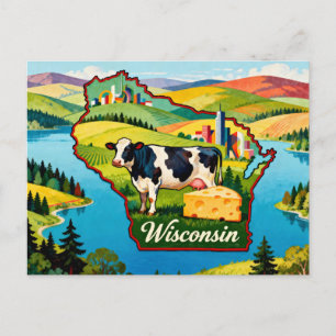 Levende Wisconsin Conceptuele Kaart Kunst