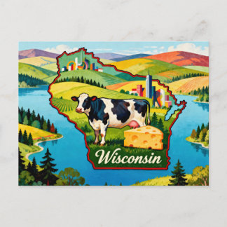Levende Wisconsin Conceptuele Kaart Kunst