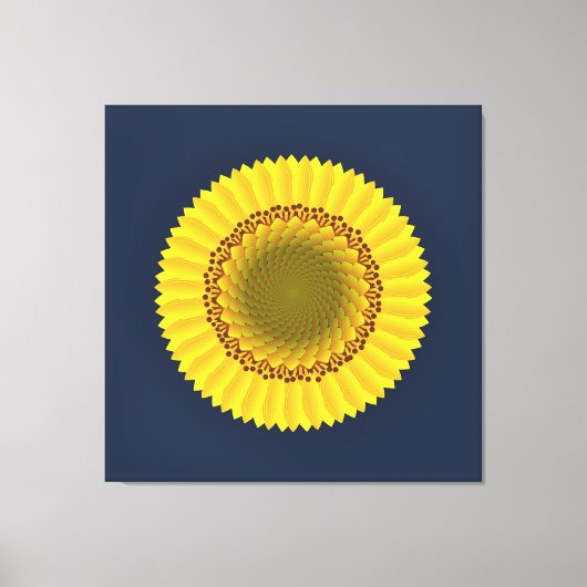 Levende Zonnebloem Mandala Bloem Canvasprint Canvas Afdruk (Voorkant)