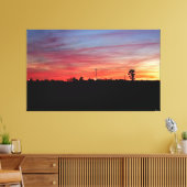 Levende zonsondergang boven open veld #2 canvas afdruk (Insitu (Woonkamer))