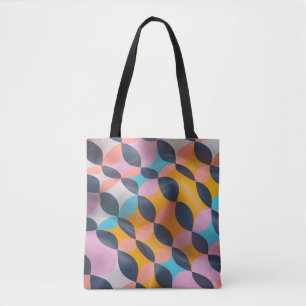 Levendig 3D-bloembladgeometriepatroon in felle kle Tote Bag